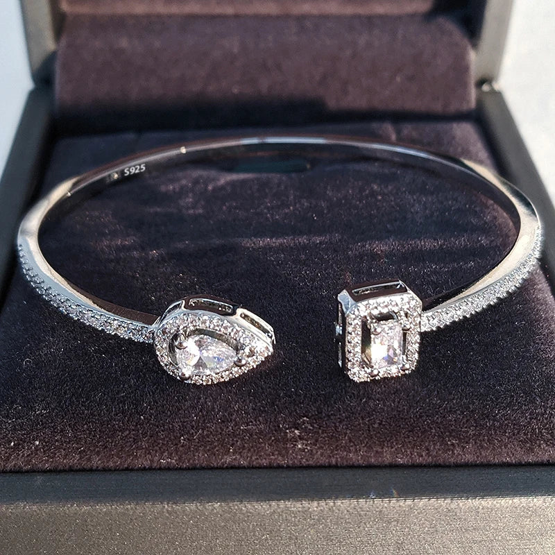 Trendy slangpunk peervormige verstelbare open armband van 925 sterling zilver