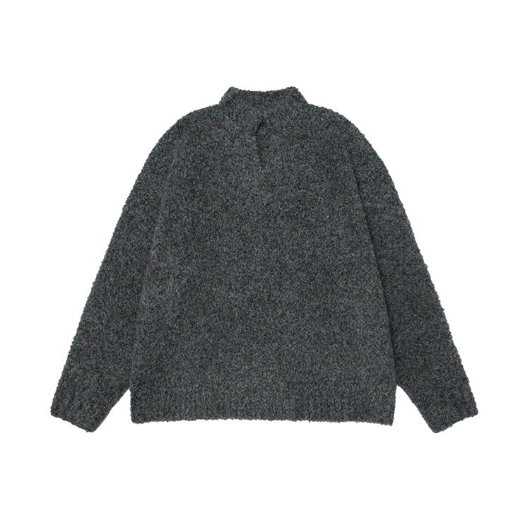 # OVDY autumn and winter knitted sweater idle style new pure color simple American small V-neck loose sweater