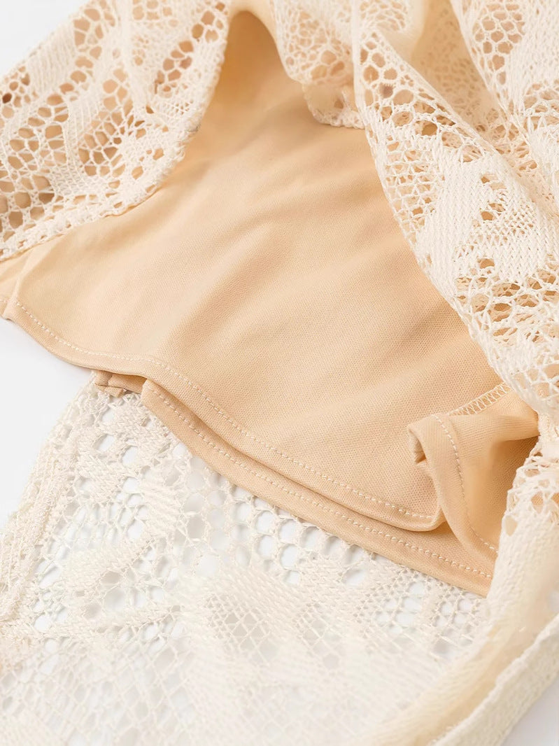 Sexy vrouwelijke diepe V-hals jurk mesh kant Amerikaans