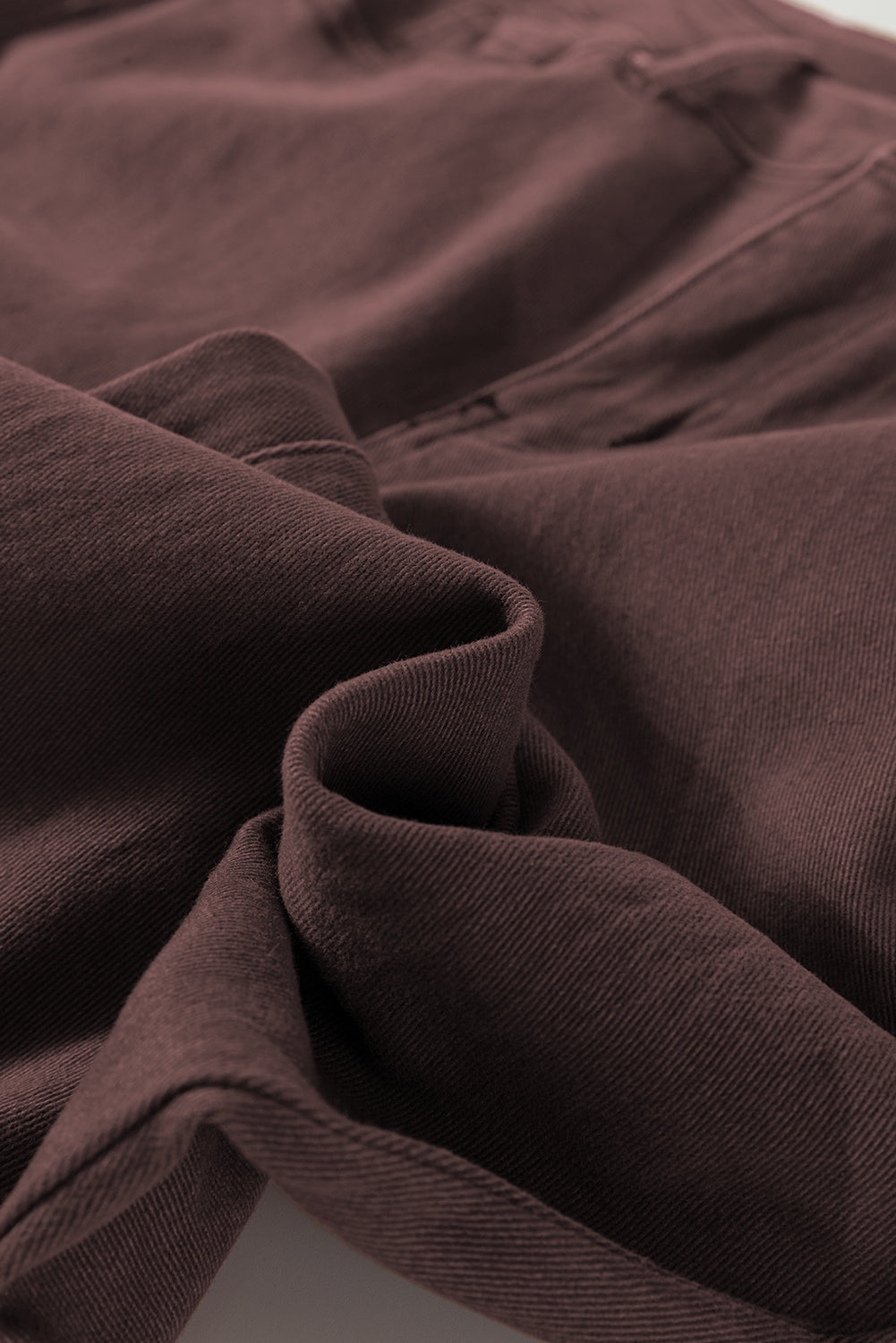 Koffiekleurige losse rechte jeans met hoge taille