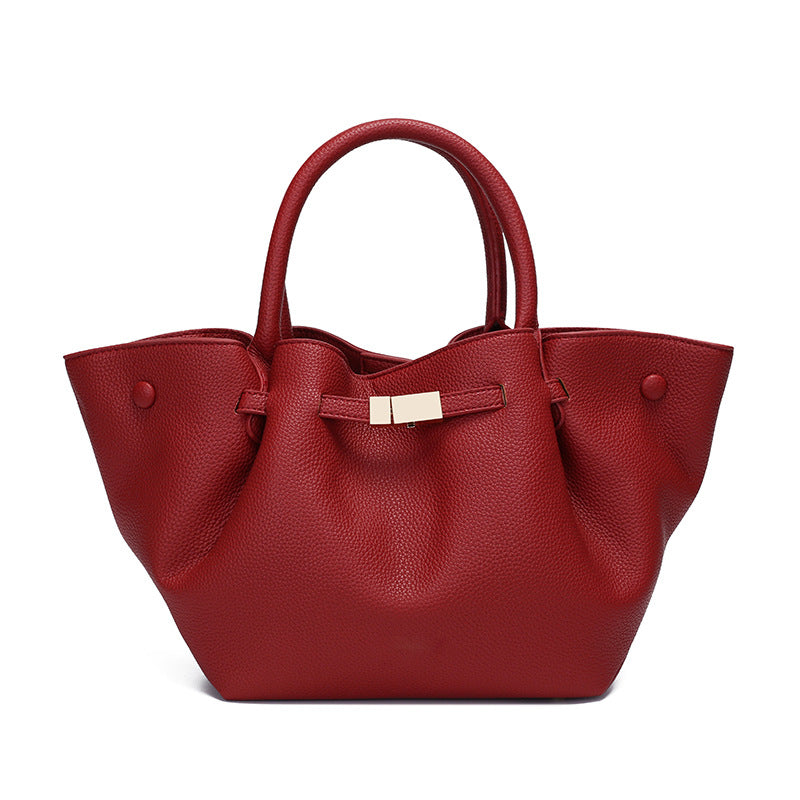 Women's Textured Pleated Tote Bag Large Capacity Single Shoulder Handbag