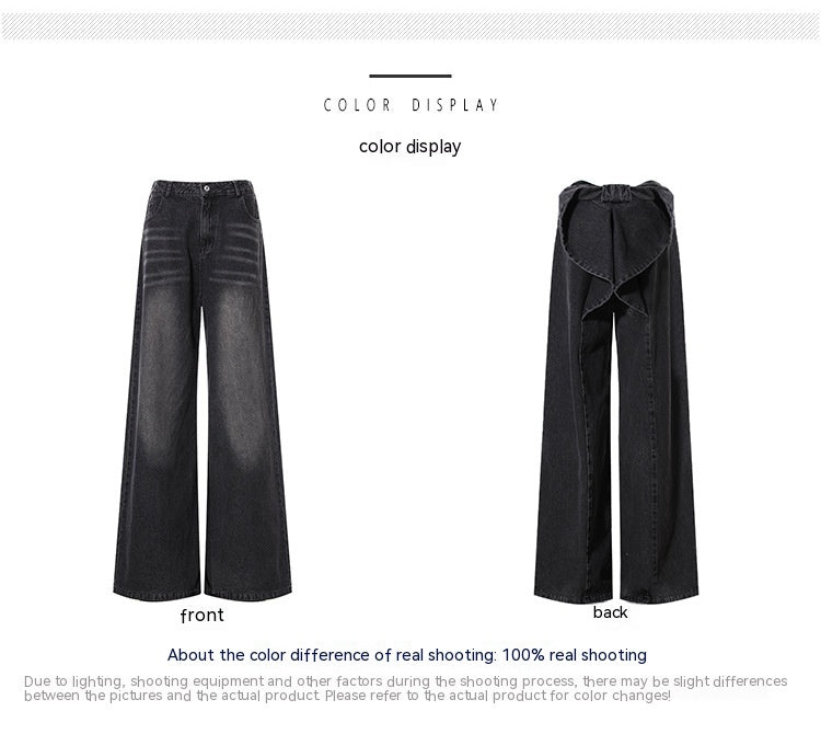 Niche Designer Jeans Strik Decoratie Losse Fit