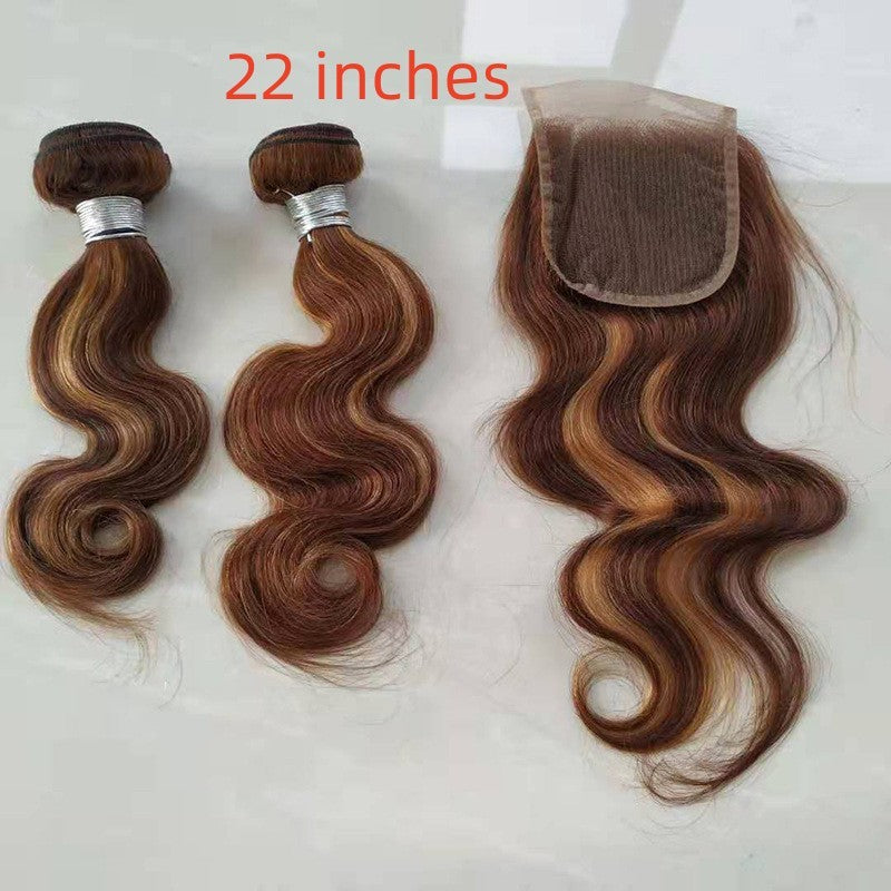 Real Hair Weave Colorblock Body Wave Human Hair Bundle With Closure