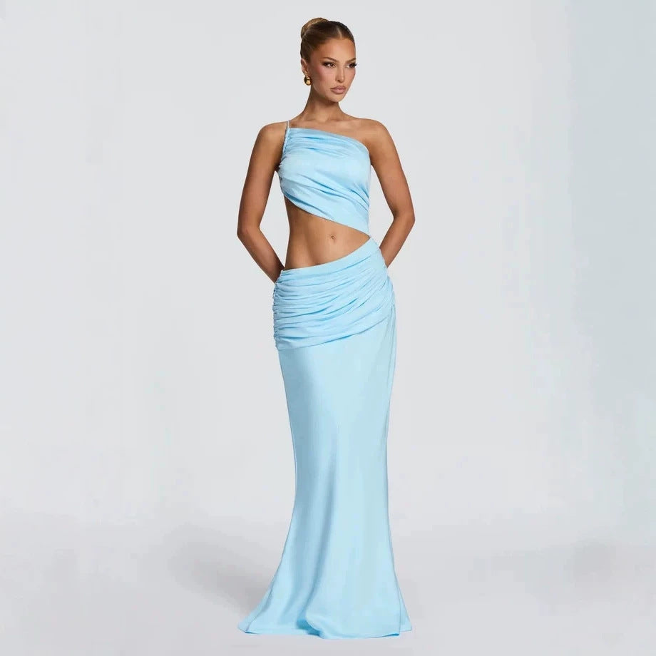 Slim-Fit Hollow-Out Waist Long Dress