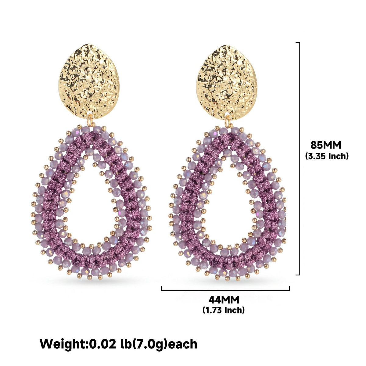 Geometric Oval Crystal Drop Earrings