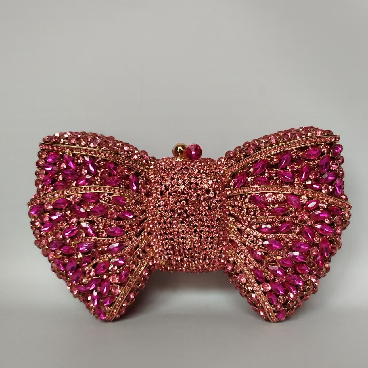 Rhinestone Bow Evening Bag with Chain