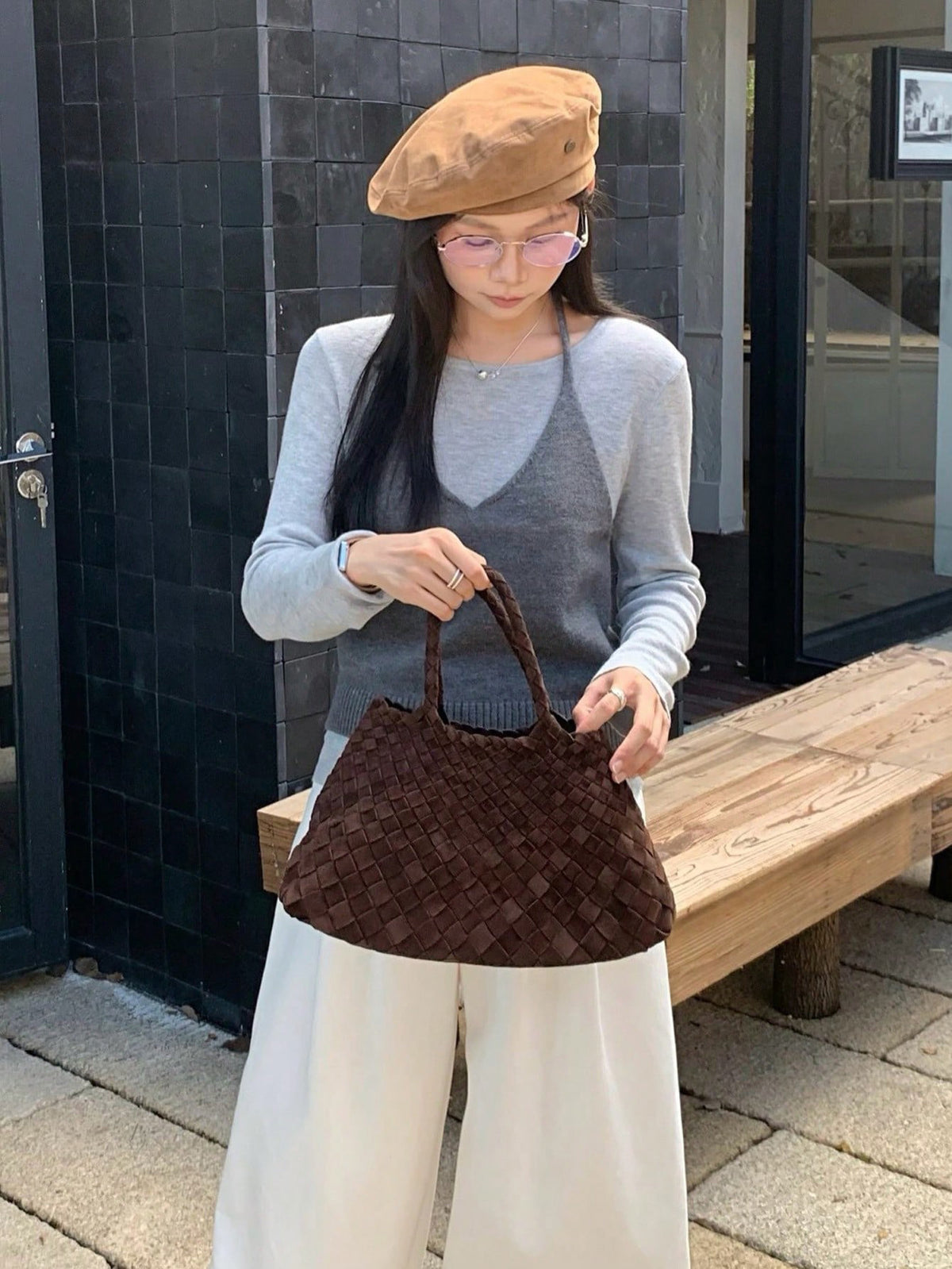 Niche Design Light Luxury Simple Handbag Woven Vegetable Basket
