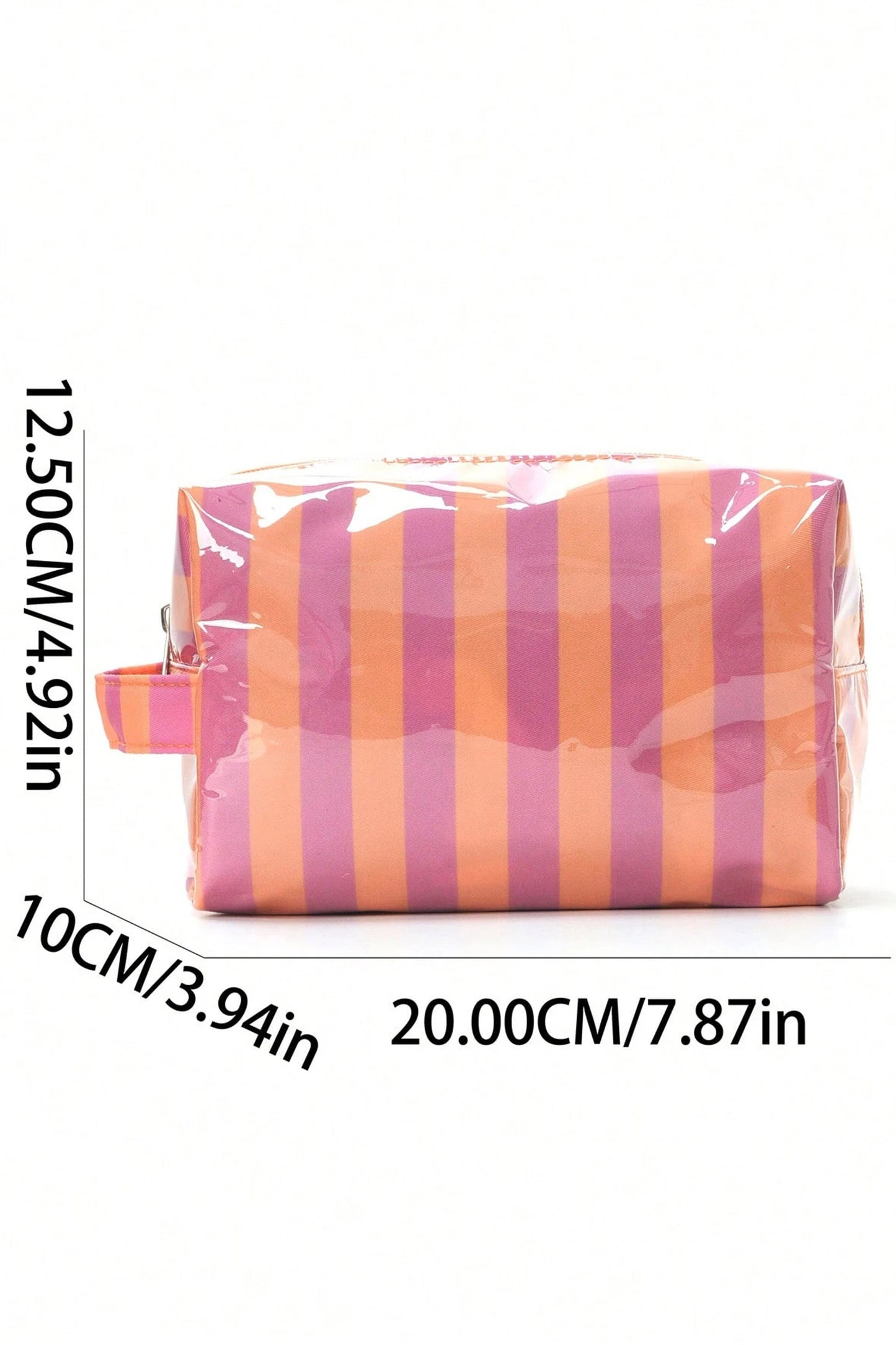 PVC gestreepte cosmetische tas met duurzame ritssluiting en handvat