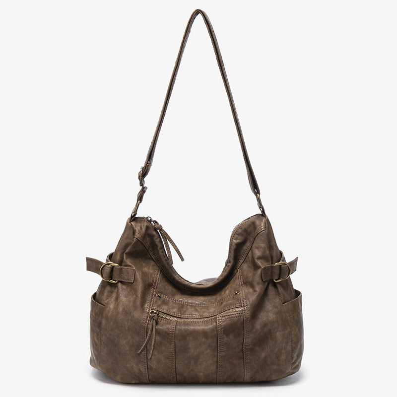 Lady's water-resistant soft leather shoulder bag