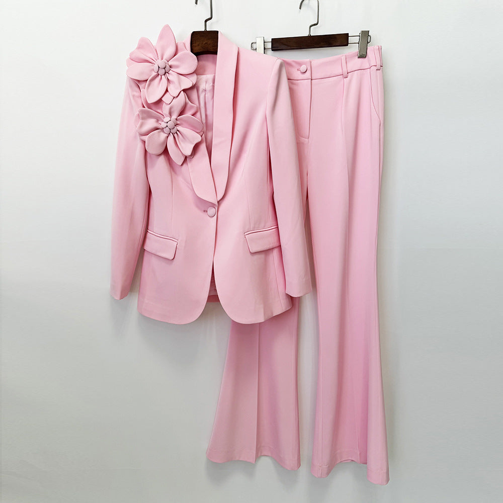 Womens Formal Suit Set with Flared Pants