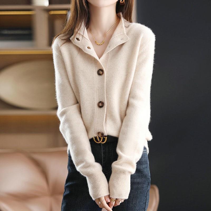 Women's Knit Sweater ? New Autumn/Winter Vintage-Style Cardigan, Relaxed-Fit Outerwear