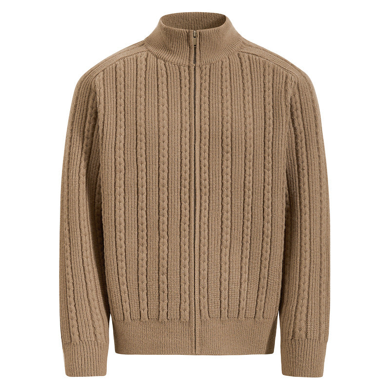 Retro heren vest met structuur staande hals en ritssluiting