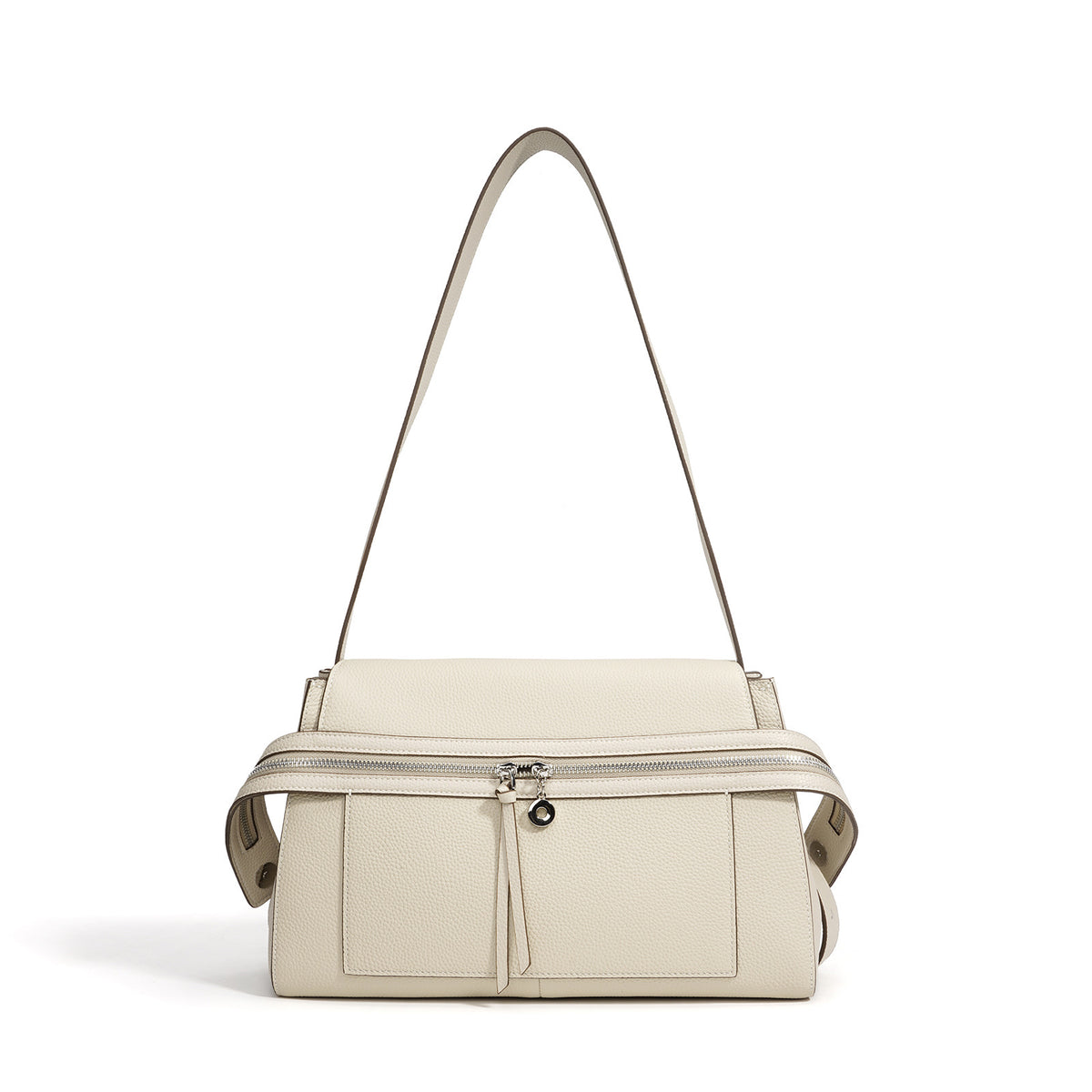 Elegant genuine leather shoulder bag in Kelly style