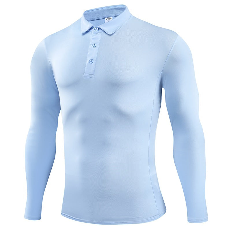 Mens Quick-Dry Long Sleeve Polo Shirt