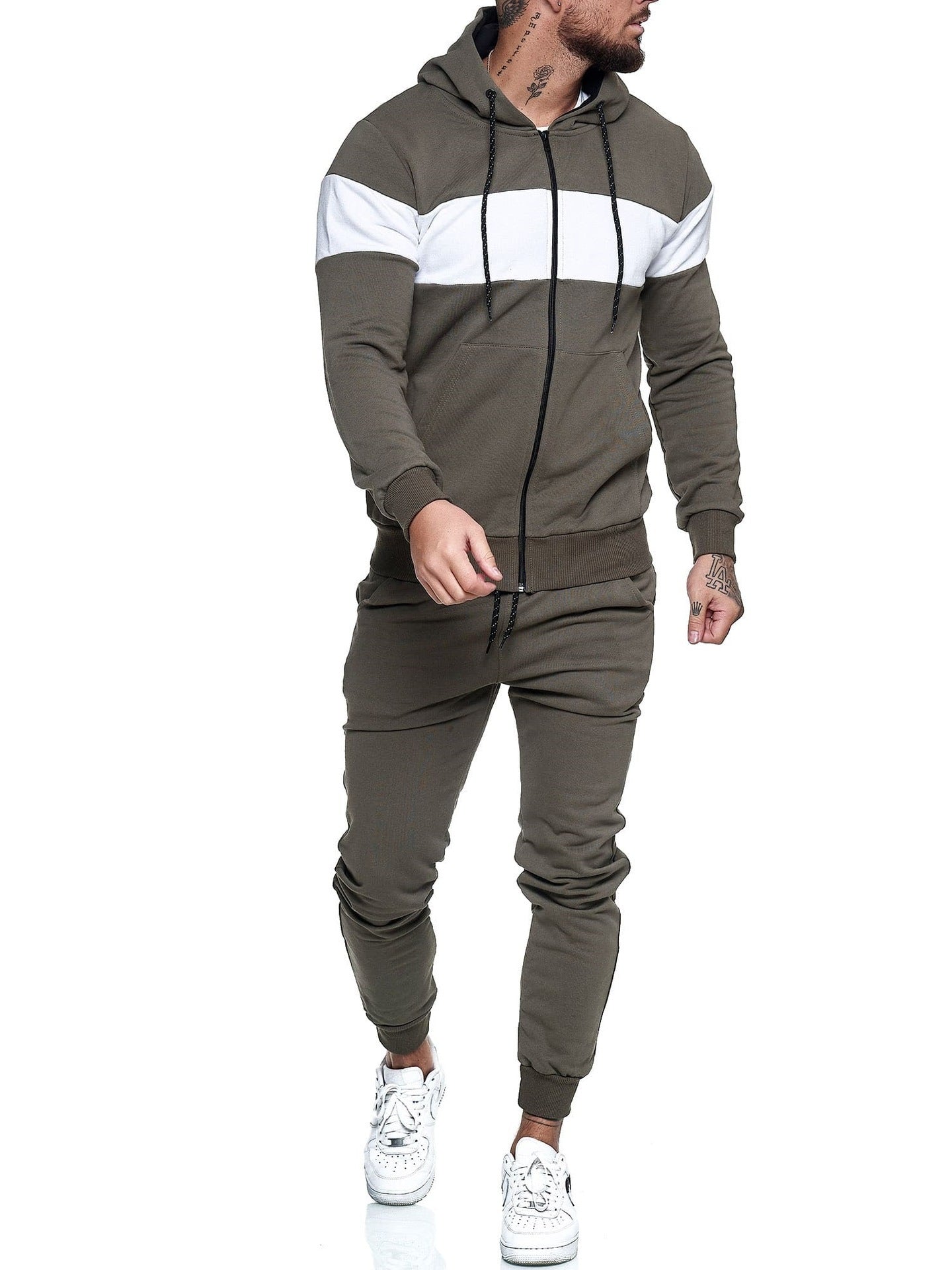 Heren Casual Trainingsset Met Kleurblok