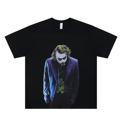 Men's Clothing Joker Dark Breathable Printed Crew Neck Short Sleeve T-Shirt for Men and Women