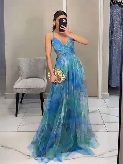 Floral Print Strappy Maxi Dress