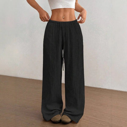 High Waist Wide Leg Cotton Trousers