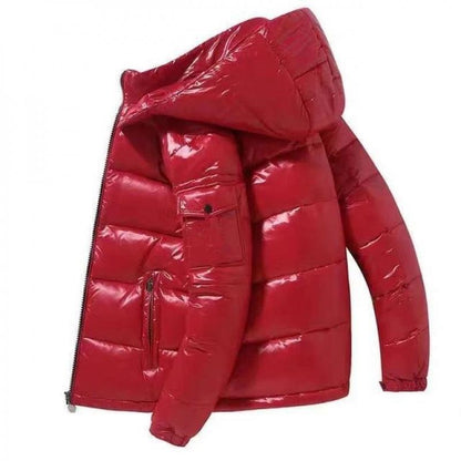 Men's Shiny Short Down Jacket White Goose Down Fill