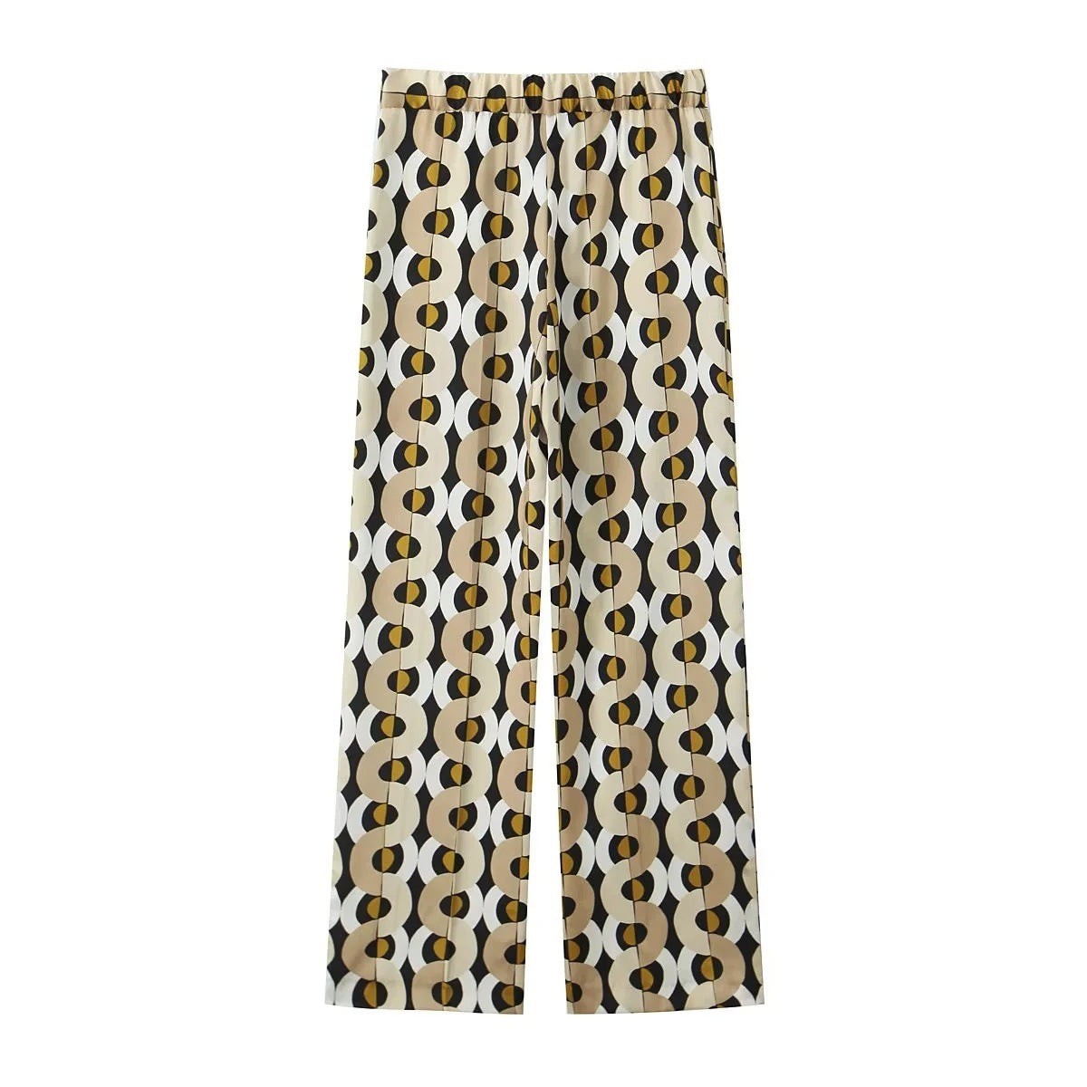Women's Geometric Pattern Printed Shirt + Straight Leg Pants Set