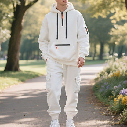Mens Half Zip Hooded Sweatshirt and Joggers Set