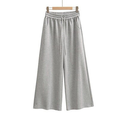 Drawstring Elastic Waist Straight Pants for Women