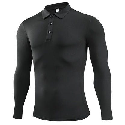 Mens Quick-Dry Long Sleeve Polo Shirt