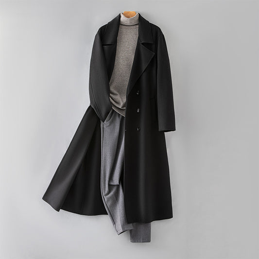 Extended-Length Wool Coat for Men