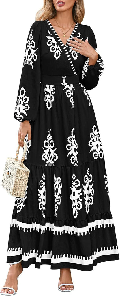 Bohemian Floral Long Sleeve Dress