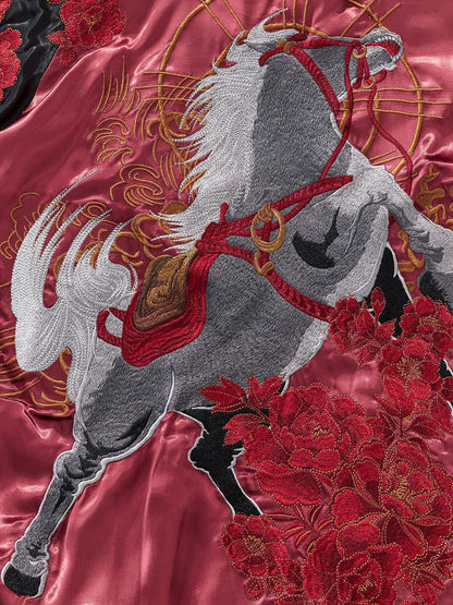 Chinese-style embroidery can be applied to reversible baseball jackets