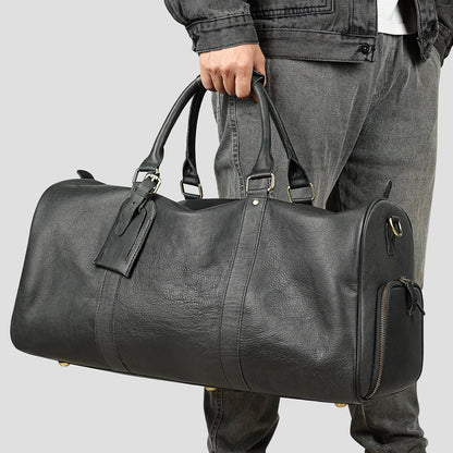 Men's Leather Travel Bag Large Capacity Cowhide Duffle Bag