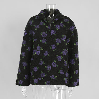 fleece floral sweatshirt