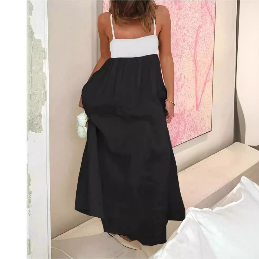 Zomerse casual tube top jurk met contrasterende kleuren
