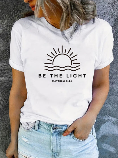 Zomerse T-shirt voor dames met print ronde hals en korte mouwen