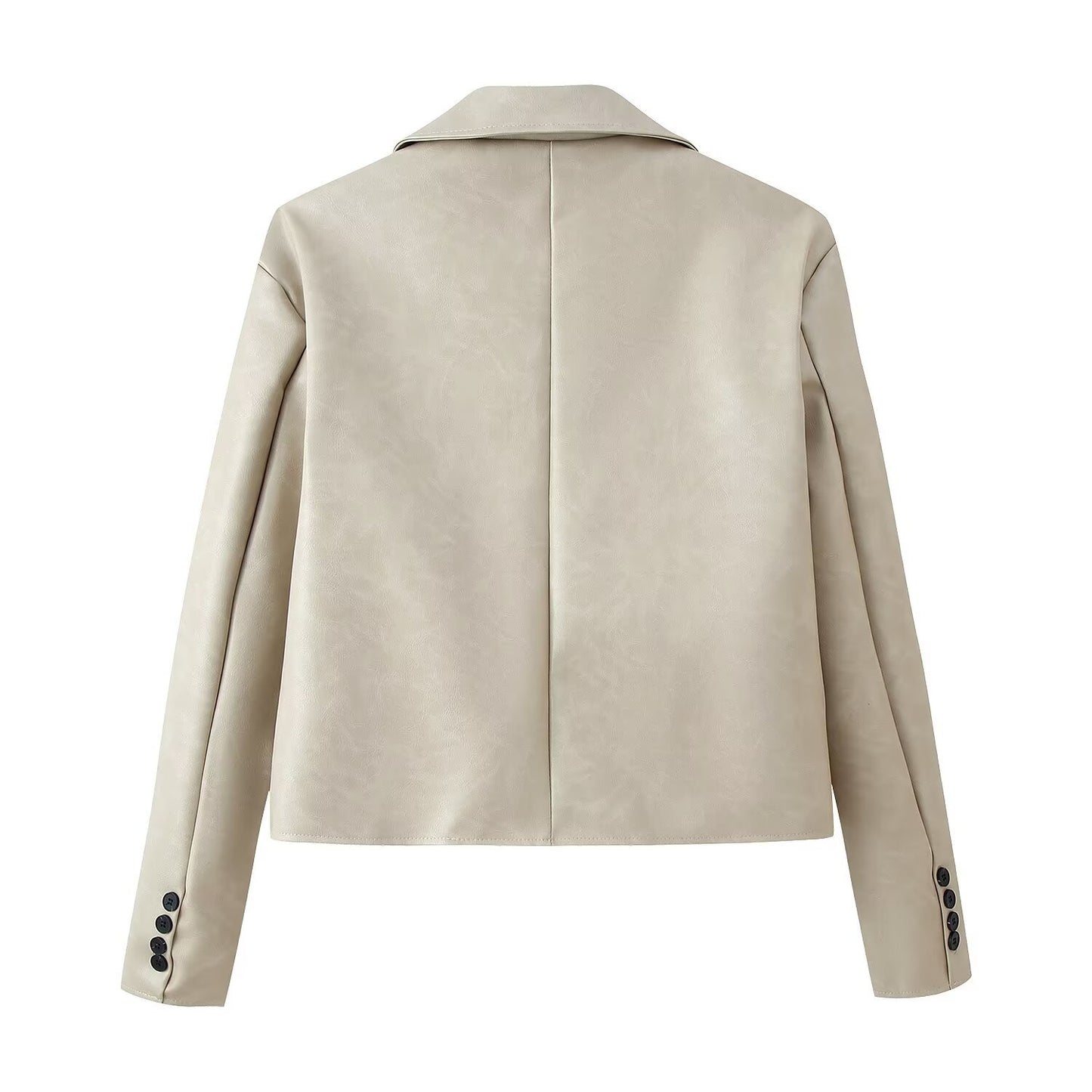 Korte PU-leren blazer met kraag