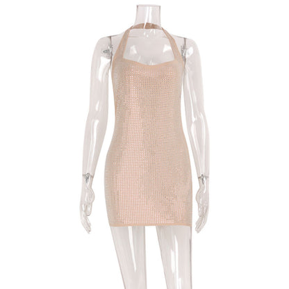 High-end luxury rhinestone fitted dress
