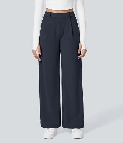 Women's High-Waist Straight-Leg Pocket Casual Outdoor Trousers