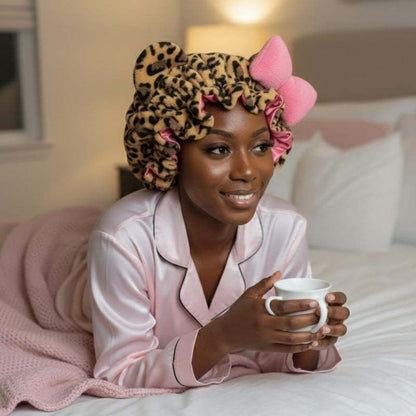 Leopard Print Plush Hair Headband with Bow