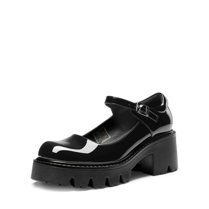French Retro Chunky Heel Mary Jane Shoes