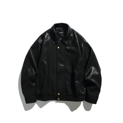 Workwear leather jacket loose motorcycle suit casual leather jacket
