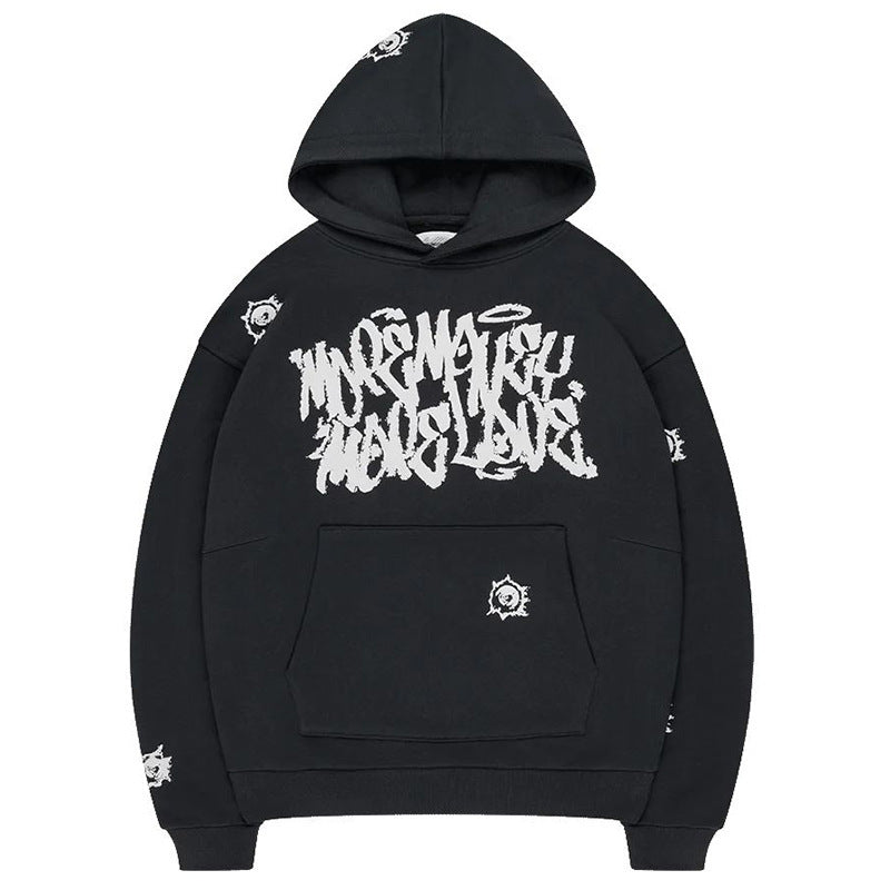 Printed Top Foreign Trade Pattern Letter Retro Street Punk Hoodie Style Sweatshirt Hip Hop