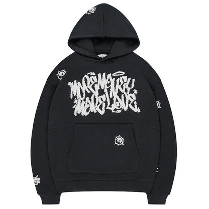 Printed Top Foreign Trade Pattern Letter Retro Street Punk Hoodie Style Sweatshirt Hip Hop