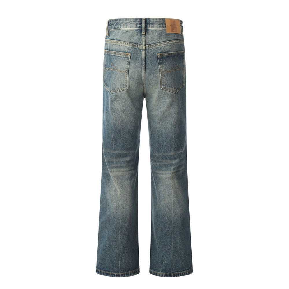 Washed denim pants
