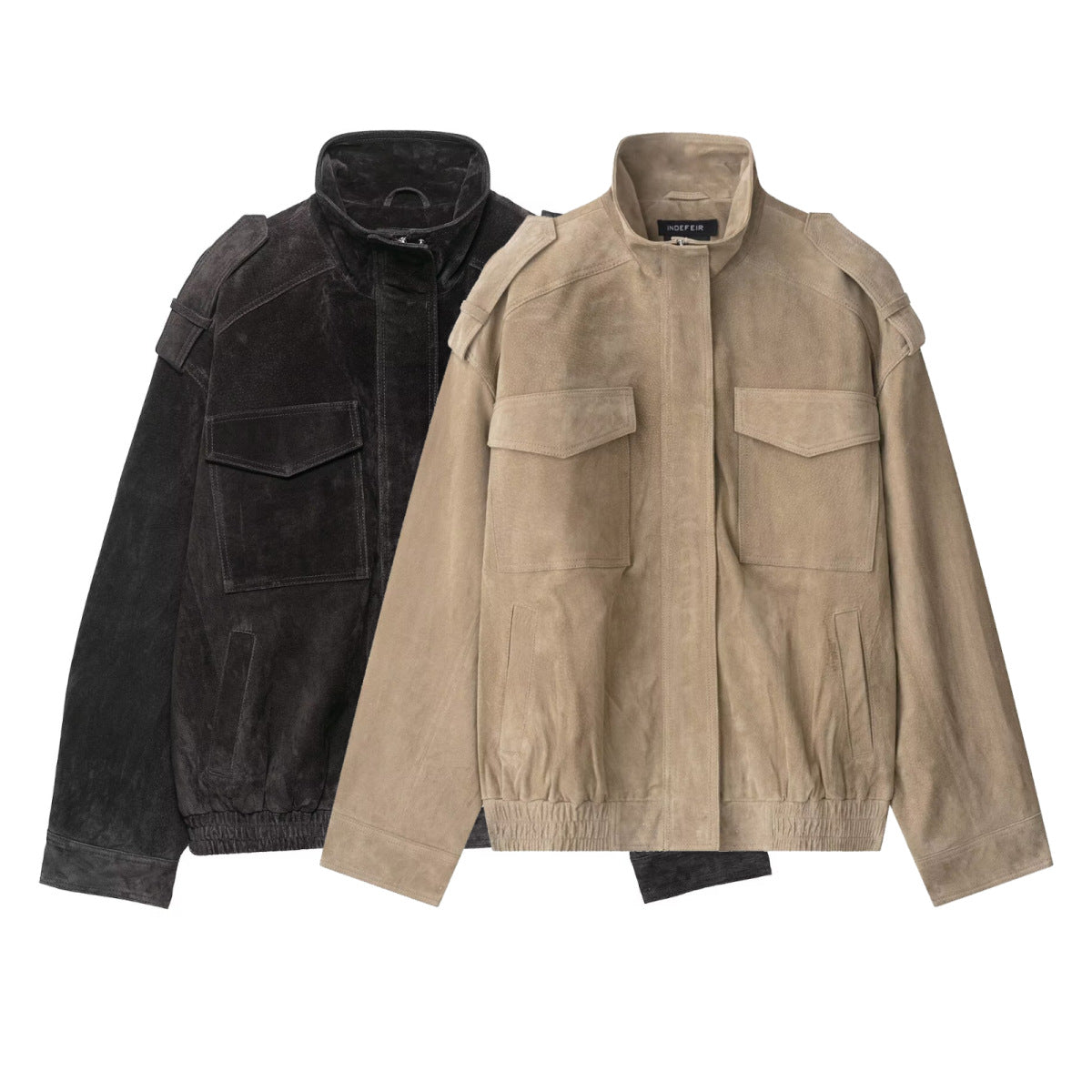 Suede textured leather jacket