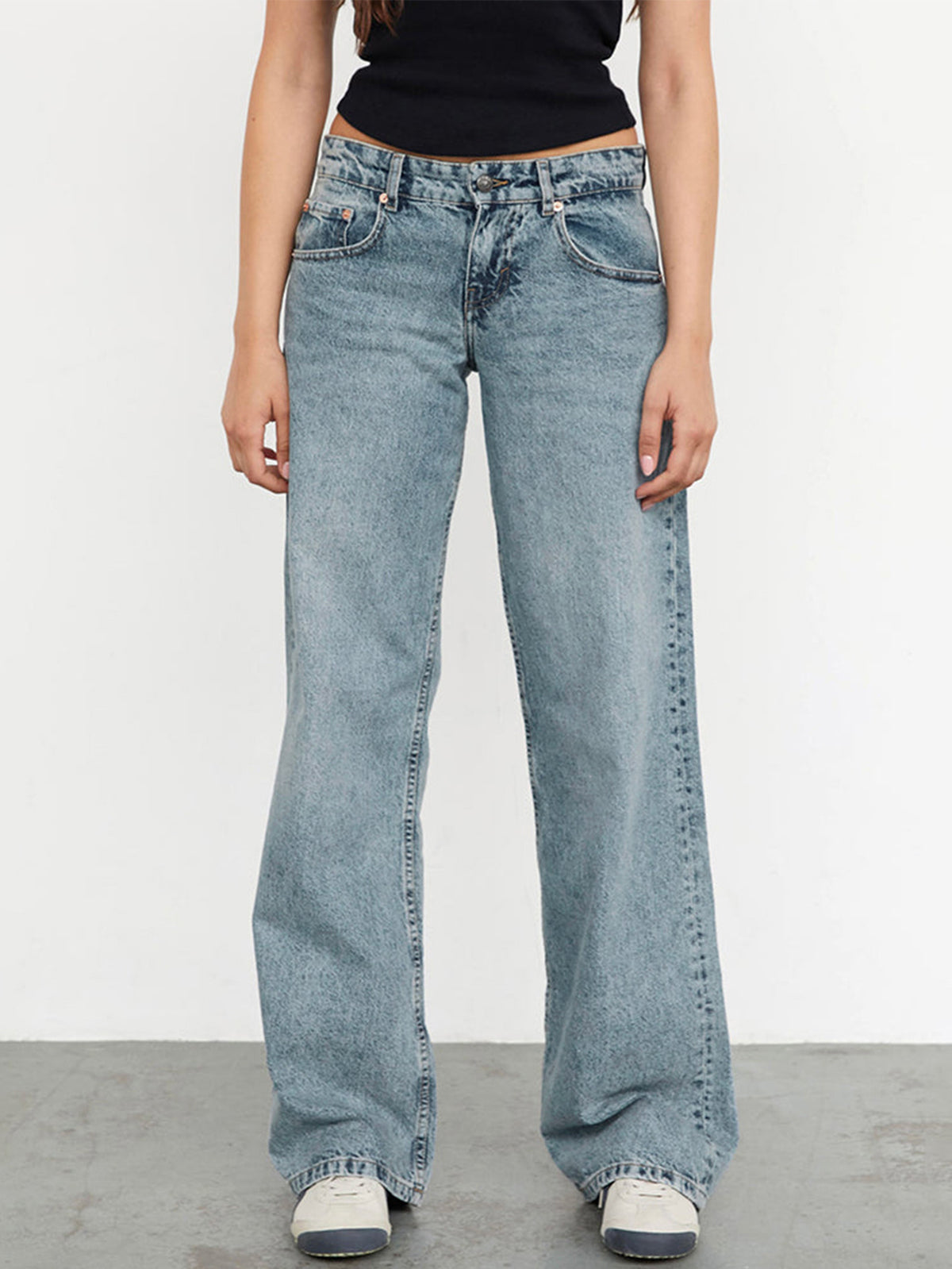 Damesjeans met hoge taille en rechte pijpen