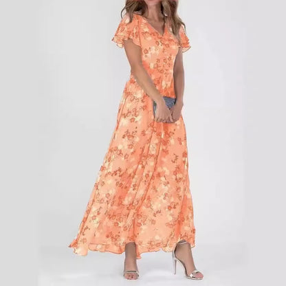 Chiffon Floral Ruffle Dress