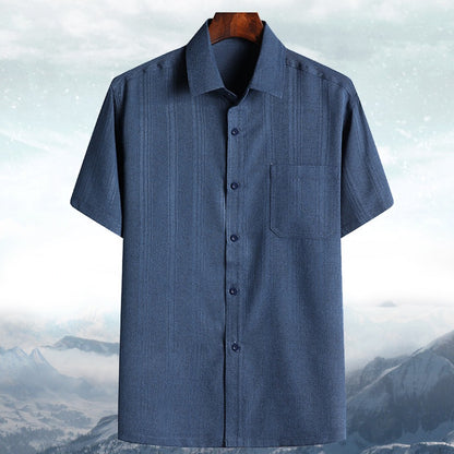 Mens Linen Cotton Blend Shirt Loose Fit Long Short Sleeve