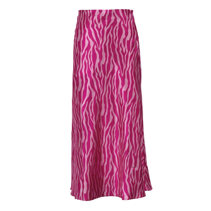 Summer high-end French printed midi skirt for women, mid to long, fashionable fishtail A-line skirt