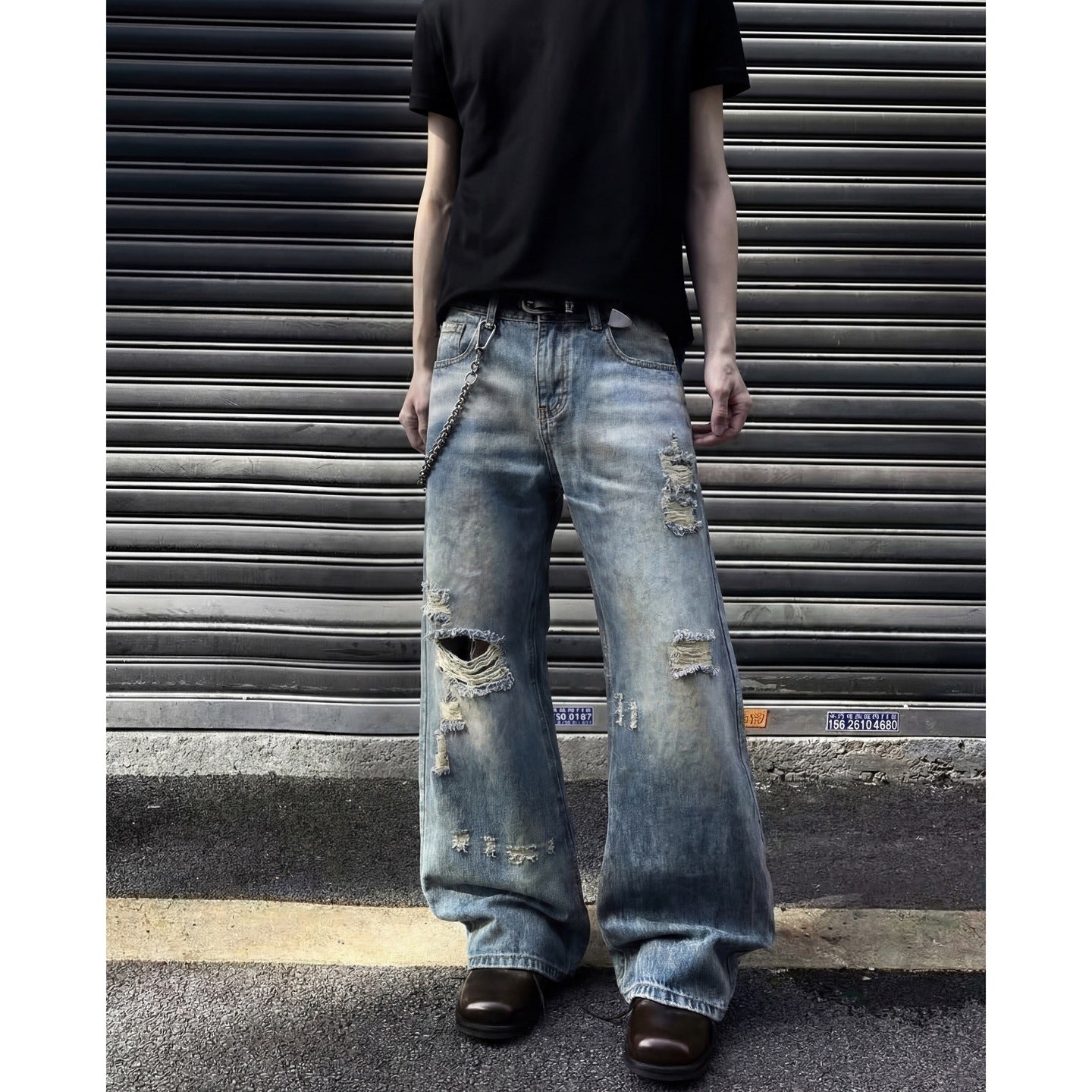 Gescheurde denim broek lichtgewicht coole streetstyle voor heren