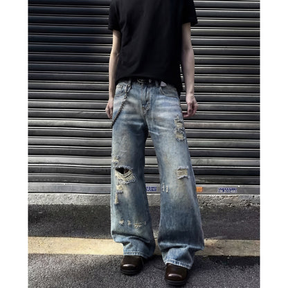 Gescheurde denim broek lichtgewicht coole streetstyle voor heren